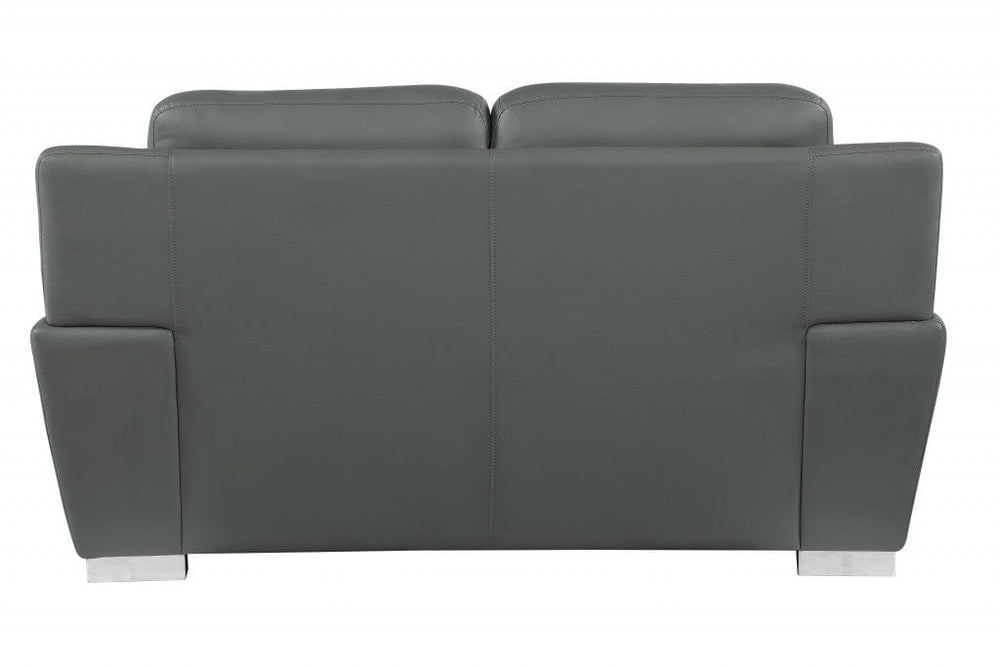 69" Gray And Silver Faux Leather Love Seat - Homeroots - Flyclothing LLC