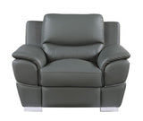 48" Gray and Silver Leather Match Arm Chair - Homeroots