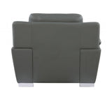 48" Gray and Silver Leather Match Arm Chair - Homeroots