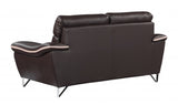 69" Brown And Silver Faux Leather Love Seat - Homeroots - Flyclothing LLC