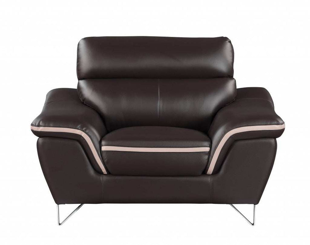 Leather Match Solid Color Pillow Top Arms Club Chair Silver Legs - Homeroots - Flyclothing LLC