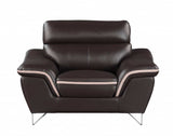 Leather Match Solid Color Pillow Top Arms Club Chair Silver Legs - Homeroots - Flyclothing LLC