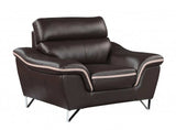 Leather Match Solid Color Pillow Top Arms Club Chair Silver Legs - Homeroots - Flyclothing LLC