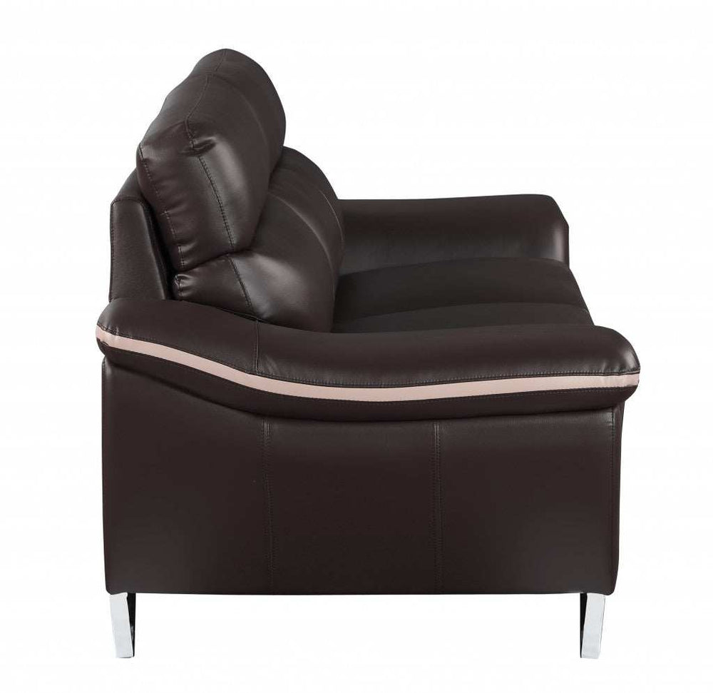 Leather Match Solid Color Pillow Top Arms Club Chair Silver Legs - Homeroots - Flyclothing LLC