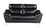 69" Black And Silver Faux Leather Love Seat - Homeroots - Flyclothing LLC