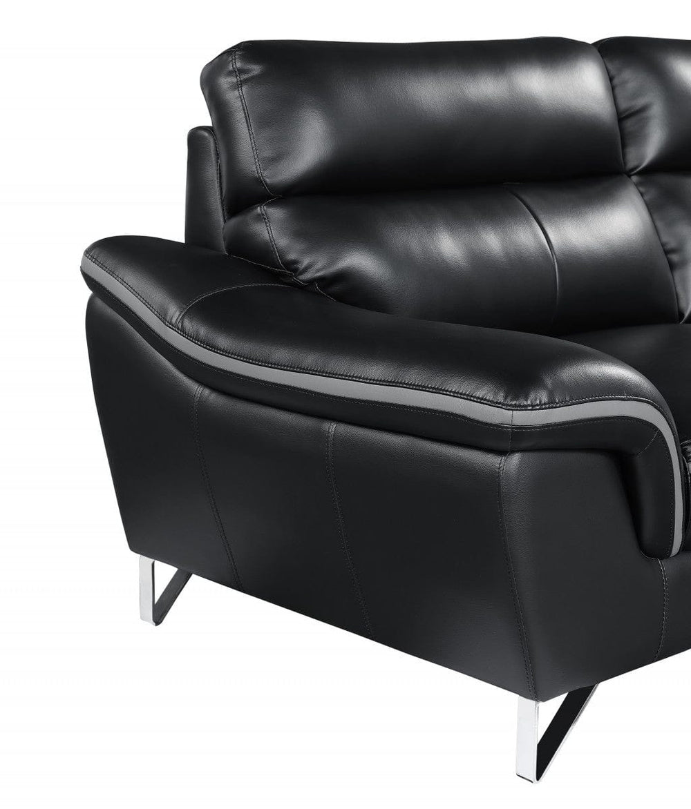 69" Black And Silver Faux Leather Love Seat - Homeroots - Flyclothing LLC