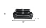 69" Black And Silver Faux Leather Love Seat - Homeroots - Flyclothing LLC