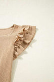 Ruffled Square Neck Textured Cap Sleeve Top - Trendsi - Flyclothing LLC