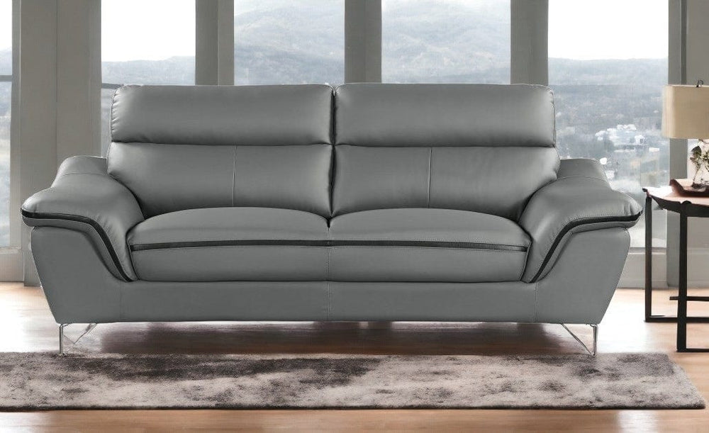 69" Gray And Silver Faux Leather Love Seat - Homeroots - Flyclothing LLC