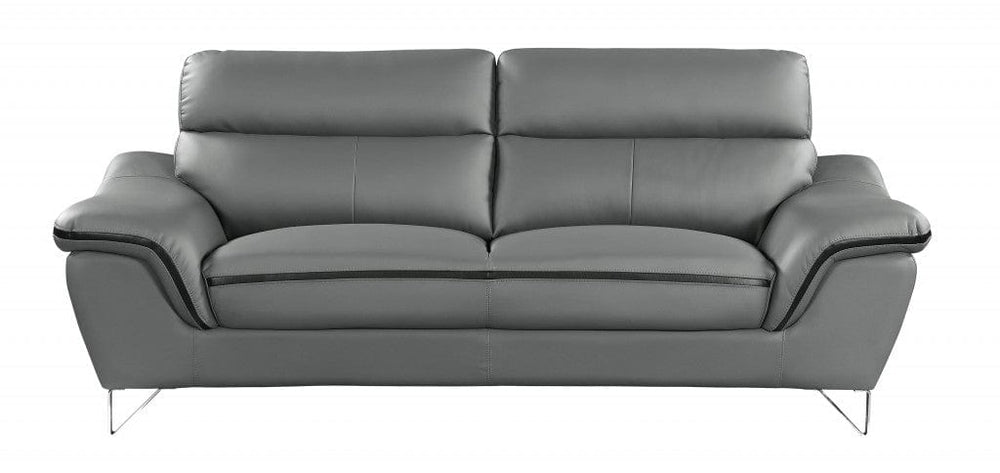 69" Gray And Silver Faux Leather Love Seat - Homeroots - Flyclothing LLC