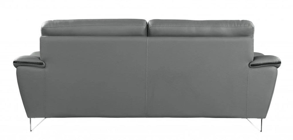 69" Gray And Silver Faux Leather Love Seat - Homeroots - Flyclothing LLC
