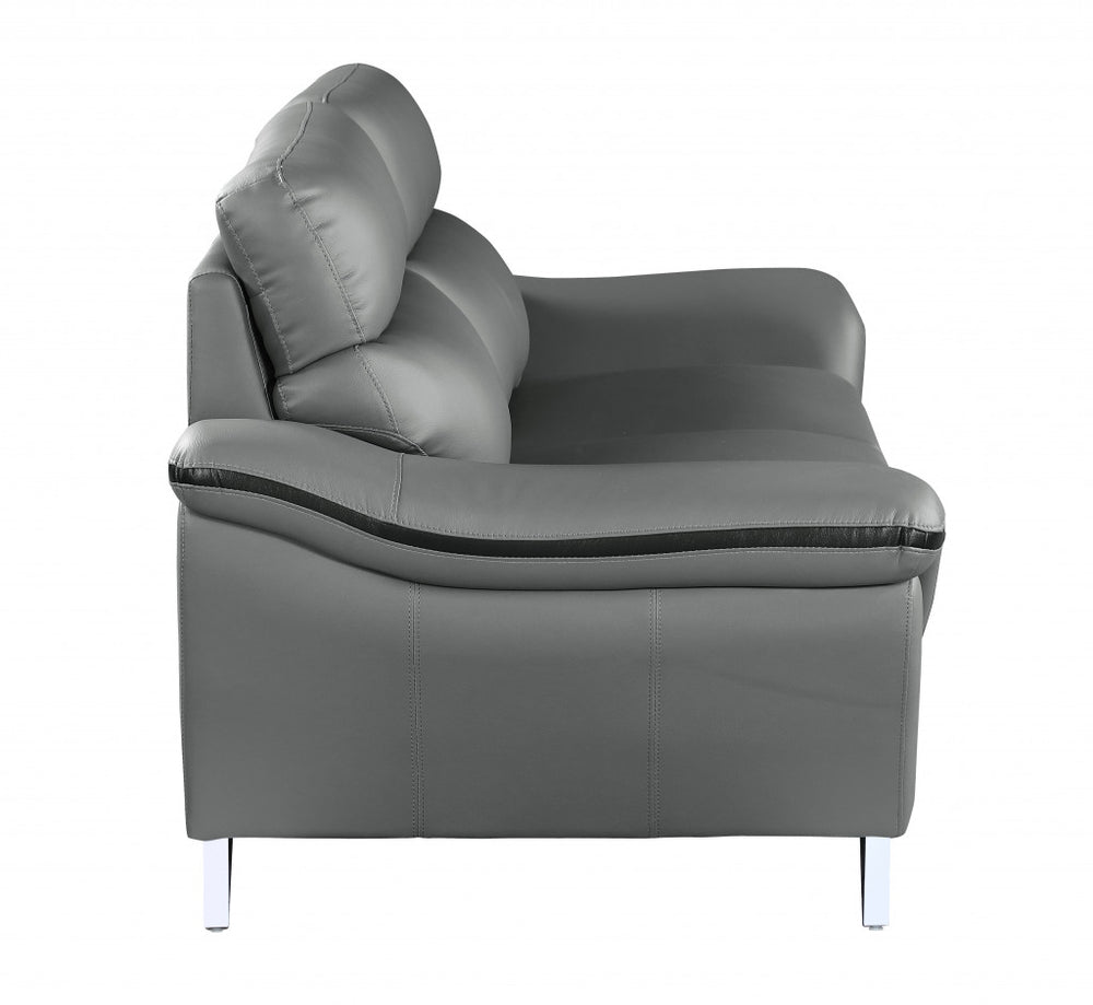 69" Gray And Silver Faux Leather Love Seat - Homeroots - Flyclothing LLC