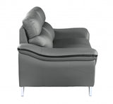 69" Gray And Silver Faux Leather Love Seat - Homeroots - Flyclothing LLC
