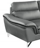 69" Gray And Silver Faux Leather Love Seat - Homeroots - Flyclothing LLC