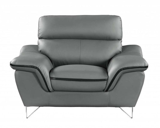 Leather Match Solid Color Pillow Top Arms Silver Legs - Homeroots - Flyclothing LLC