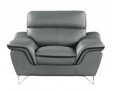 Leather Match Solid Color Pillow Top Arms Silver Legs - Homeroots - Flyclothing LLC