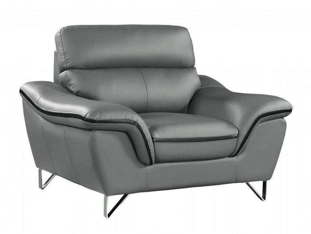 Leather Match Solid Color Pillow Top Arms Silver Legs - Homeroots - Flyclothing LLC