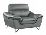 Leather Match Solid Color Pillow Top Arms Silver Legs - Homeroots - Flyclothing LLC