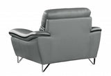 Leather Match Solid Color Pillow Top Arms Silver Legs - Homeroots - Flyclothing LLC