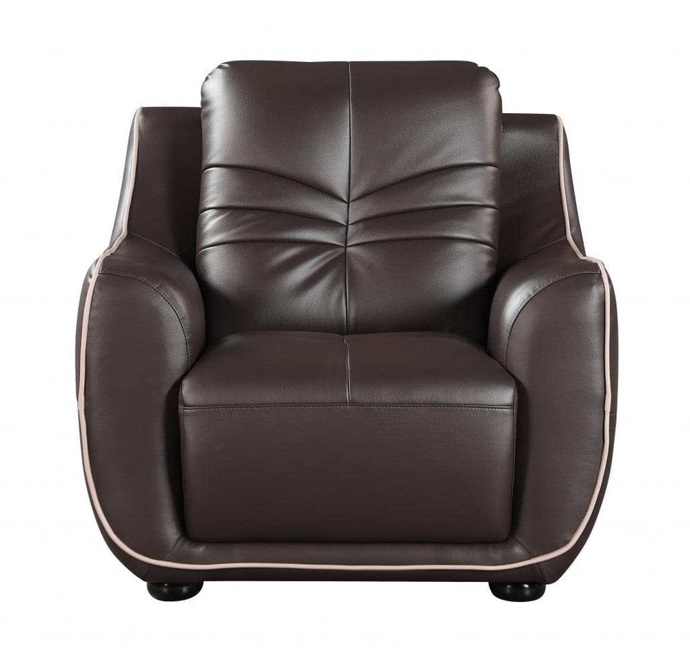 Leather Match Solid Color Flared Arms Club Chair Brown Legs - Homeroots - Flyclothing LLC