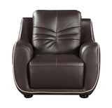 Leather Match Solid Color Flared Arms Club Chair Brown Legs - Homeroots - Flyclothing LLC