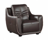 Leather Match Solid Color Flared Arms Club Chair Brown Legs - Homeroots - Flyclothing LLC