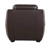 Leather Match Solid Color Flared Arms Club Chair Brown Legs - Homeroots - Flyclothing LLC