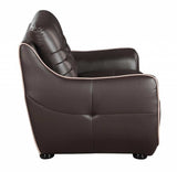 Leather Match Solid Color Flared Arms Club Chair Brown Legs - Homeroots - Flyclothing LLC