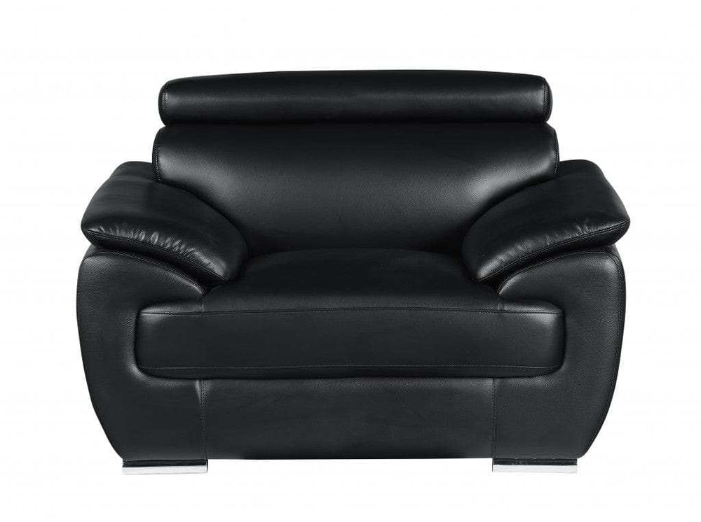Three Piece Indoor Black Genuine Leather Six Person Seating Set - Homeroots - Flyclothing LLC