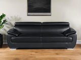 86" Black Leather Sofa With Silver Legs - Homeroots - Flyclothing LLC