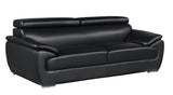86" Black Leather Sofa With Silver Legs - Homeroots - Flyclothing LLC