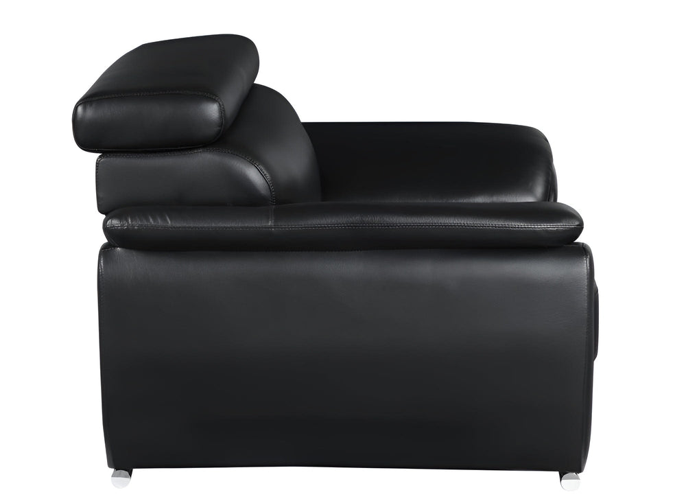 86" Black Leather Sofa With Silver Legs - Homeroots - Flyclothing LLC