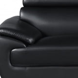 86" Black Leather Sofa With Silver Legs - Homeroots - Flyclothing LLC
