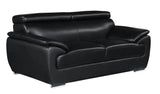 69" Black And Silver Faux Leather Loveseat - Homeroots - Flyclothing LLC