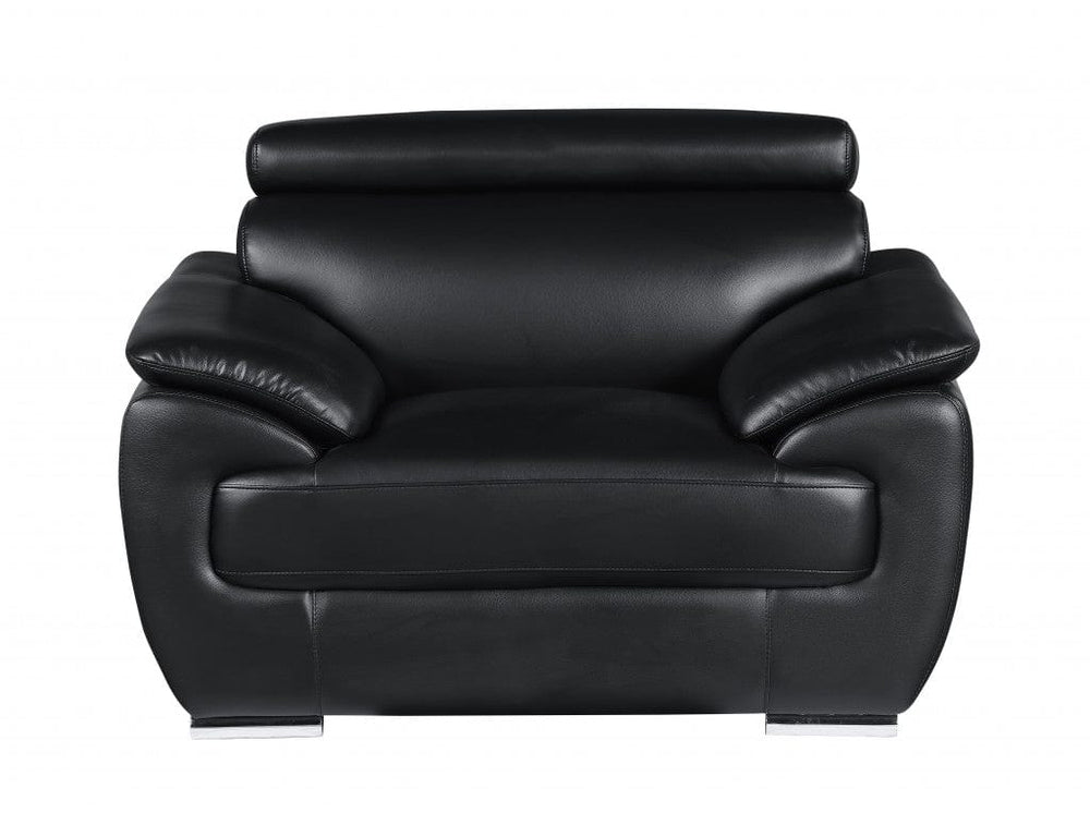 32" To 38" Black Captivating Leather Chair - Homeroots
