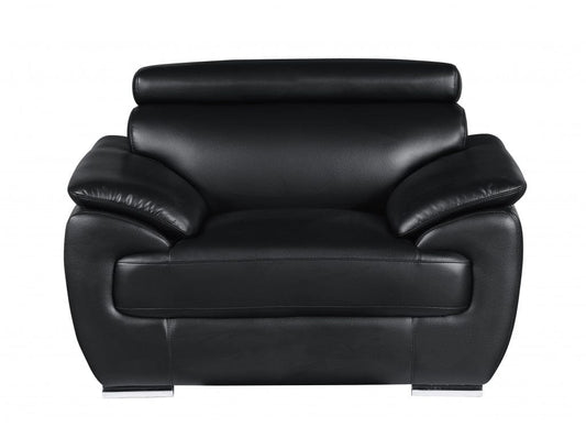 32" To 38" Black Captivating Leather Chair - Homeroots