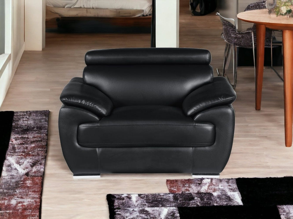 32" To 38" Black Captivating Leather Chair - Homeroots