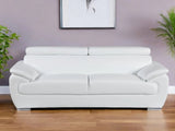 86" White Leather Sofa With Silver Legs - Homeroots - Flyclothing LLC