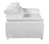 86" White Leather Sofa With Silver Legs - Homeroots - Flyclothing LLC