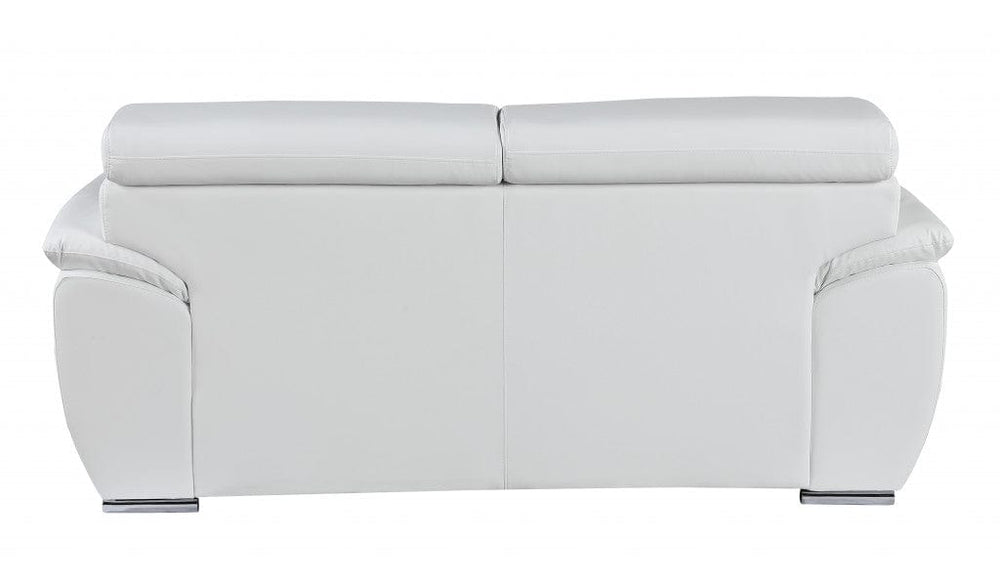 69" White And Silver Faux Leather Loveseat - Homeroots - Flyclothing LLC