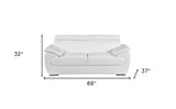 69" White And Silver Faux Leather Loveseat - Homeroots - Flyclothing LLC