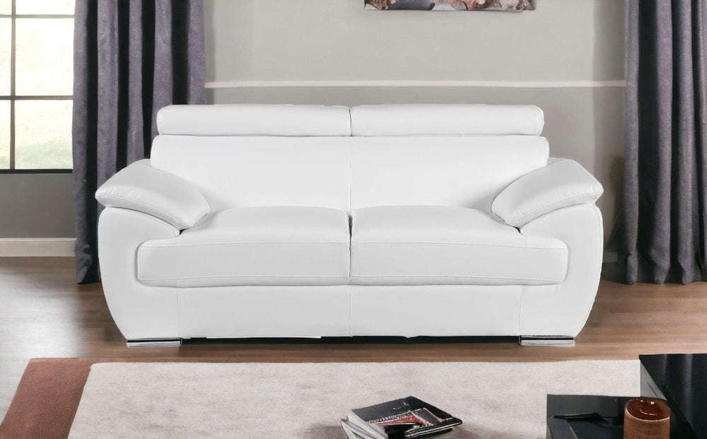 69" White And Silver Faux Leather Loveseat - Homeroots - Flyclothing LLC