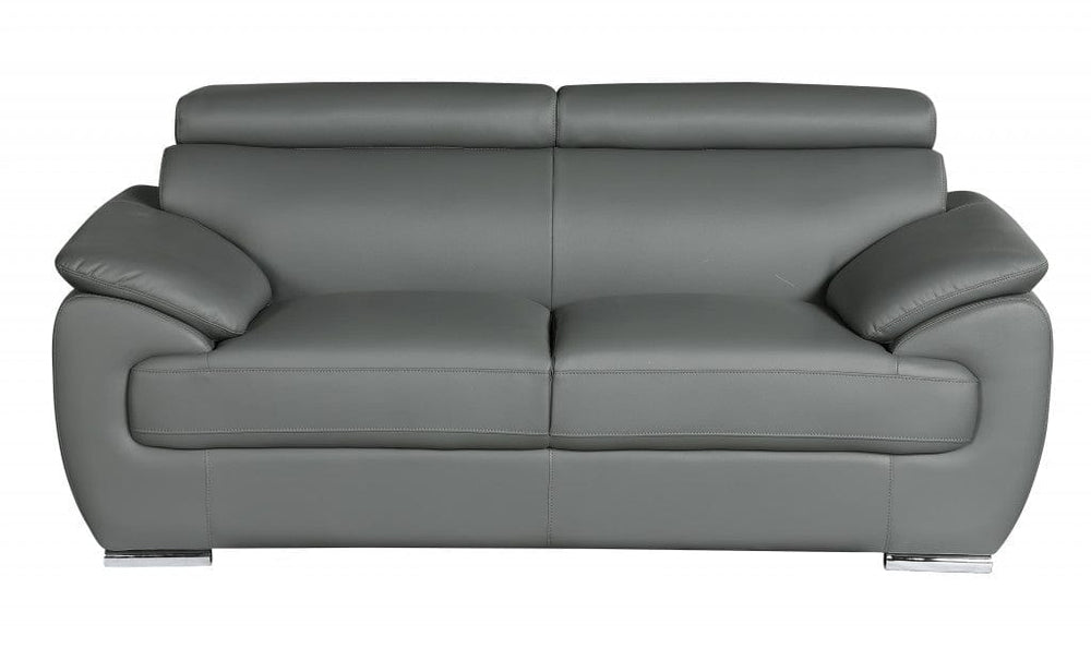 69" Gray And Silver Faux Leather Loveseat - Homeroots - Flyclothing LLC