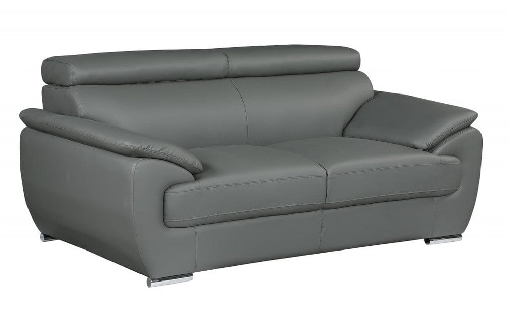 69" Gray And Silver Faux Leather Loveseat - Homeroots - Flyclothing LLC