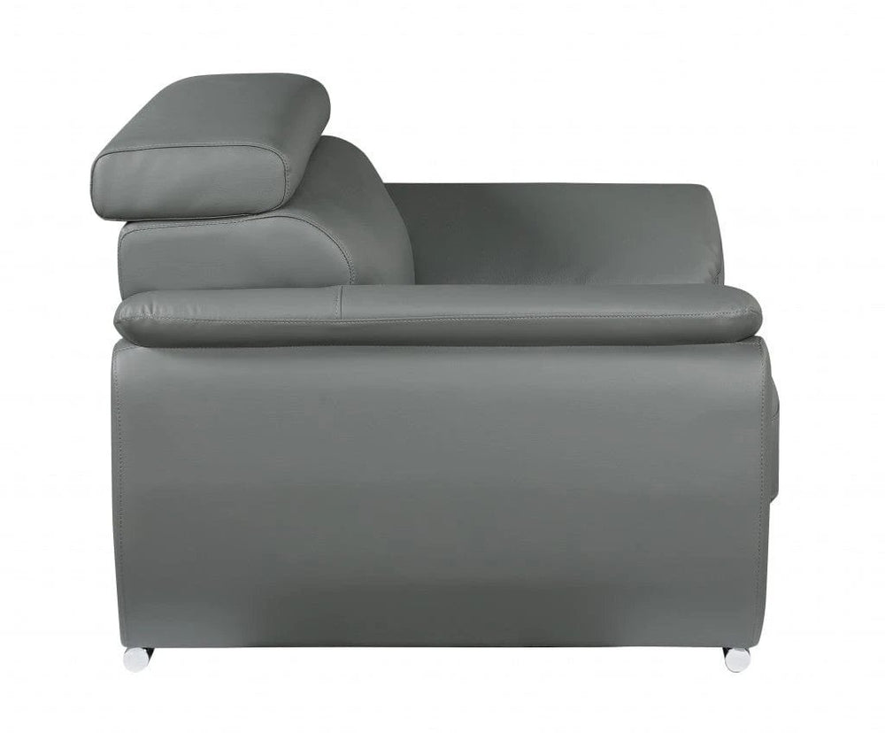 69" Gray And Silver Faux Leather Loveseat - Homeroots - Flyclothing LLC