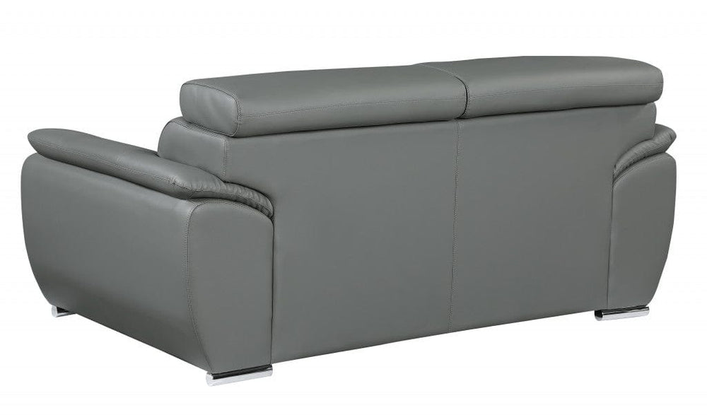 69" Gray And Silver Faux Leather Loveseat - Homeroots - Flyclothing LLC