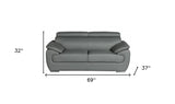 69" Gray And Silver Faux Leather Loveseat - Homeroots - Flyclothing LLC