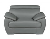32" To 38" Grey Captivating Leather Chair - Homeroots