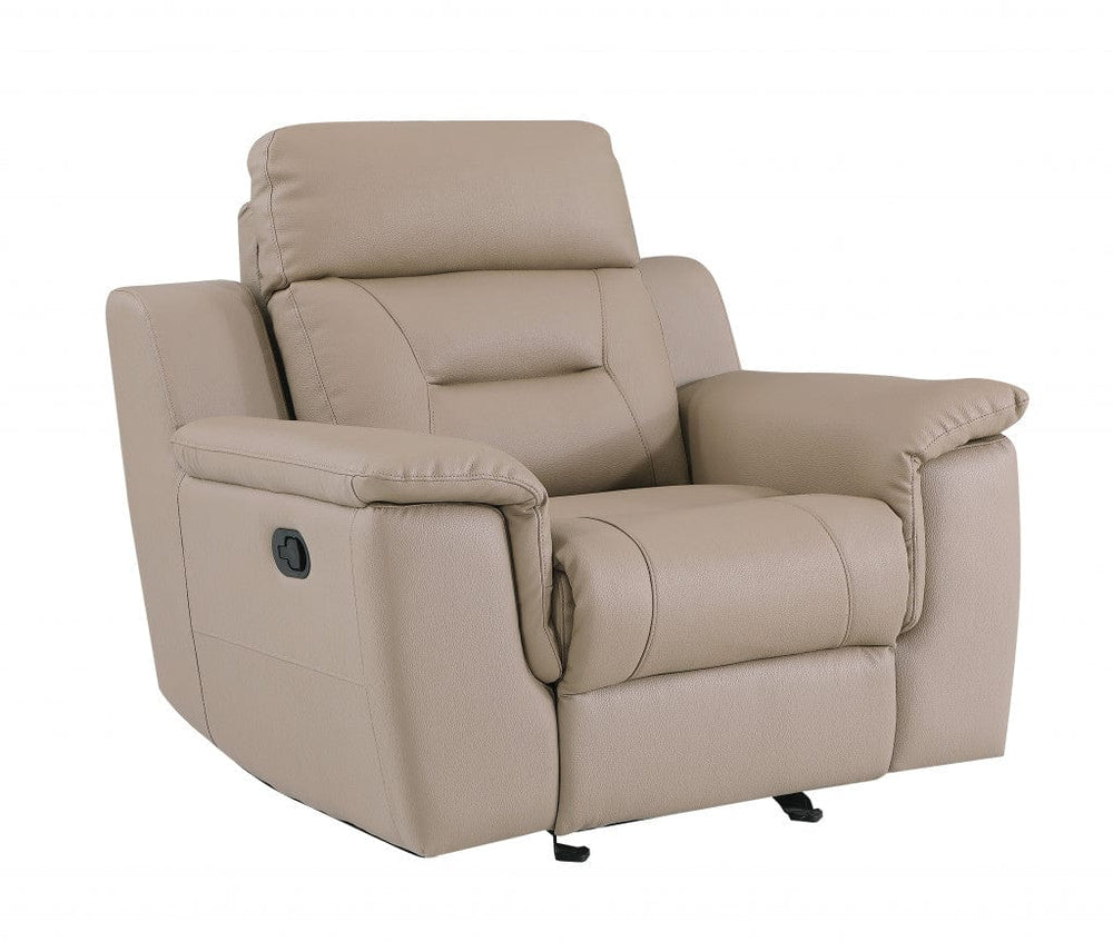 41" Beige Fascinating Leather Reclining Chair - Homeroots - Flyclothing LLC
