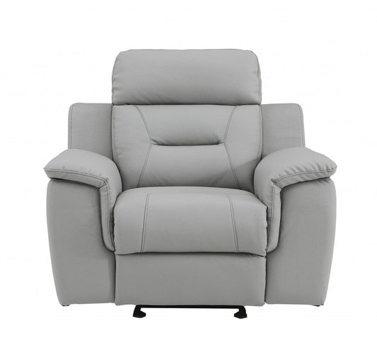 41" Grey Fascinating Leather Reclining Chair. - Homeroots